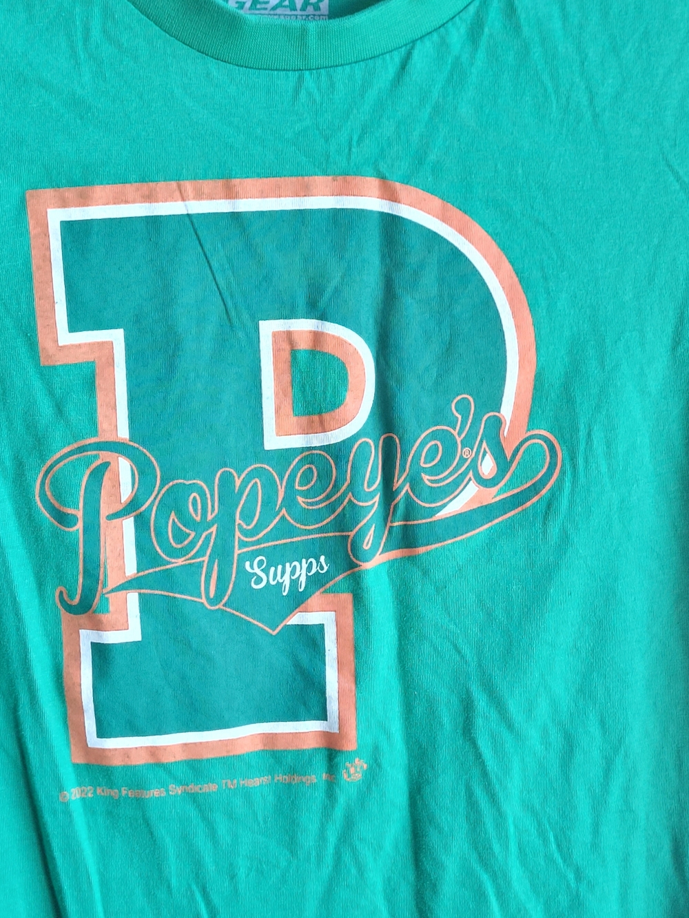 Popeye's Supplements Graphic Tee Women's L Green Logo Cartoon Cotton T-Shirt - Picture 5 of 6